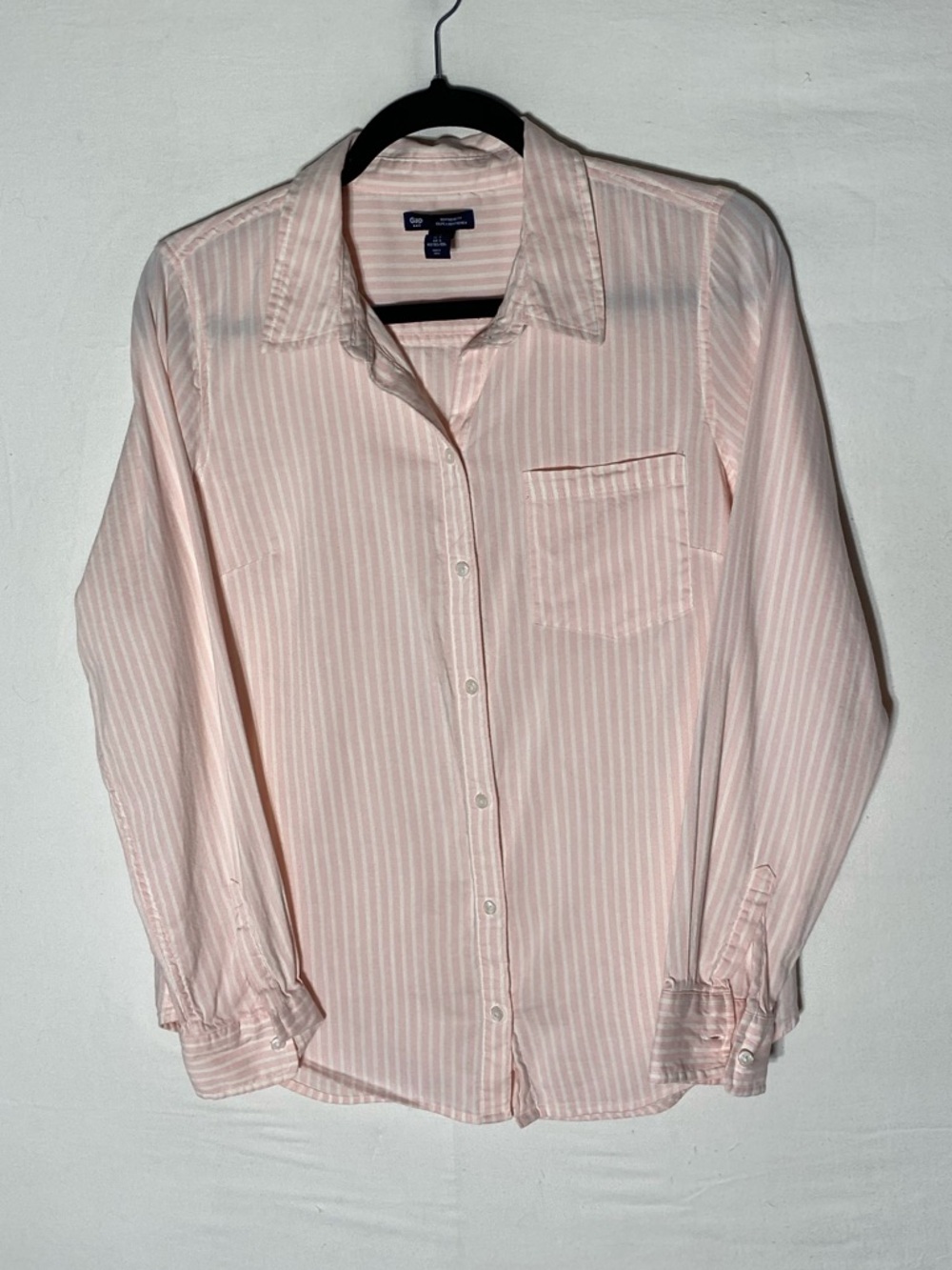 GAP Factory Light Pink Striped Boyfriend Fit Button Up Shirt S